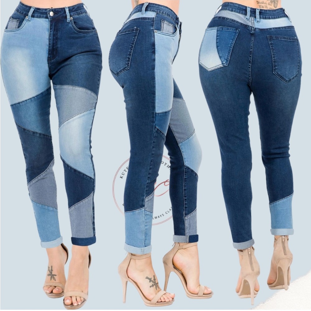 Mega Jeans High Waist Color Block Jeans